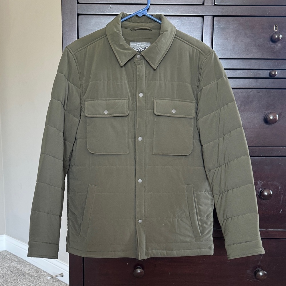 J. Crew Men's Forest Green Quilted Shirt Jacket